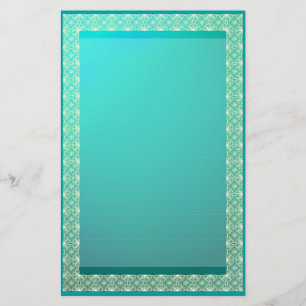 Linjerat ribbon Snöre på Teal Metallic Stationery Brevpapper