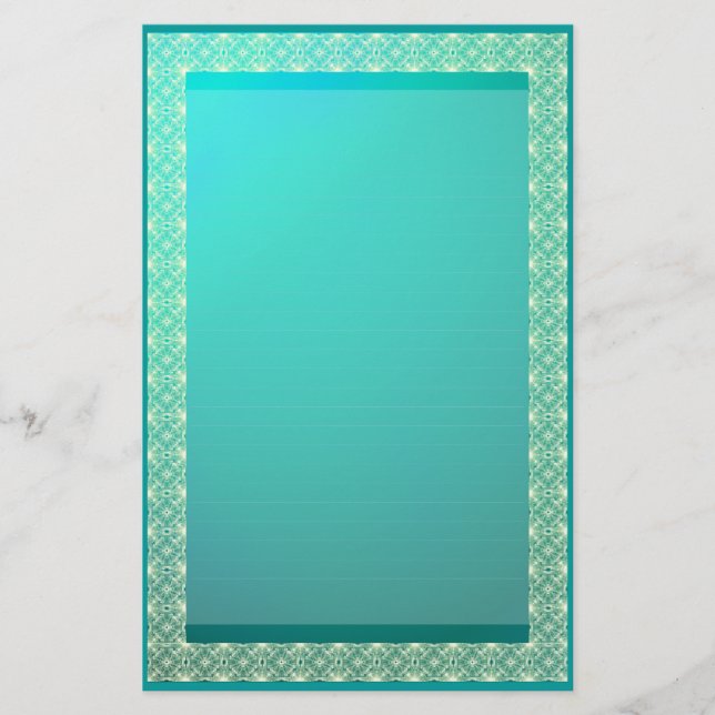 Linjerat ribbon Snöre på Teal Metallic Stationery Brevpapper (Framsida)