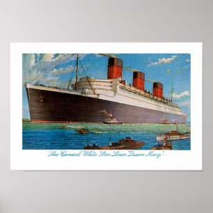 Linjes för Cunard vitstjärna drottning Mary Poster