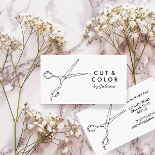 Linjeservart för Salon Chic Scissors Line Minimal Visitkort