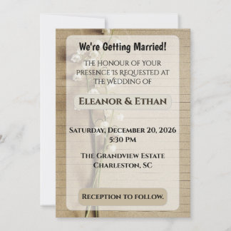 Linjigt papper med lilla nejlika-illustration Bröl Inbjudningar