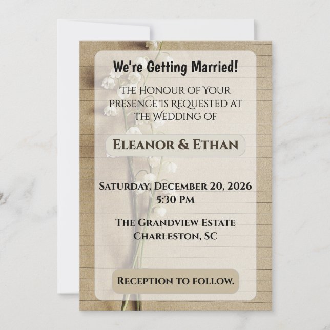 Linjigt papper med lilla nejlika-illustration Bröl Inbjudningar (Framsida)