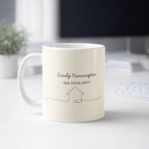 Linjkonst Plommon Fastighetsmäklare Kaffemugg
