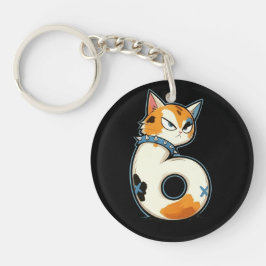 Link & Share Graffiti Calico Cat Nummer 6 Nyckelri