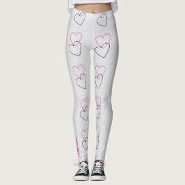 Linked Hearts: Minimalist Outline Leggings