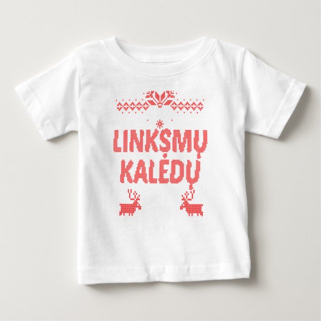 Linksmu Kaledu litauiska God jul Gift T Shirt (Framsida)
