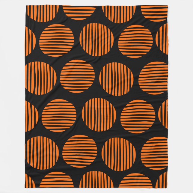 Linnade fläckar 190917 - Orange på svart Fleecefilt (Framsidan)