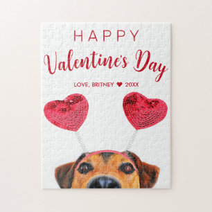 Linnande Alla hjärtans dag Cute Hund Heart Headban Pussel