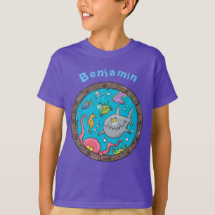 Linnande havslevande varelser nedsänkt tecknad av t shirt