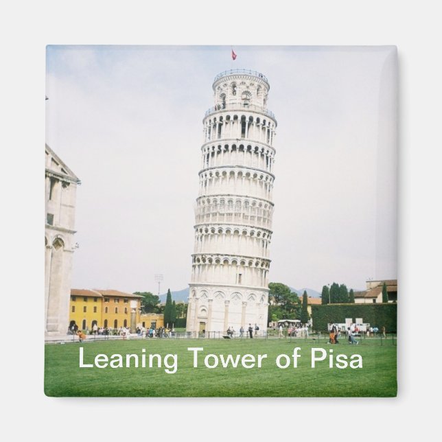 Linnande Torn i Pisa Square Magnet (Framsidan)