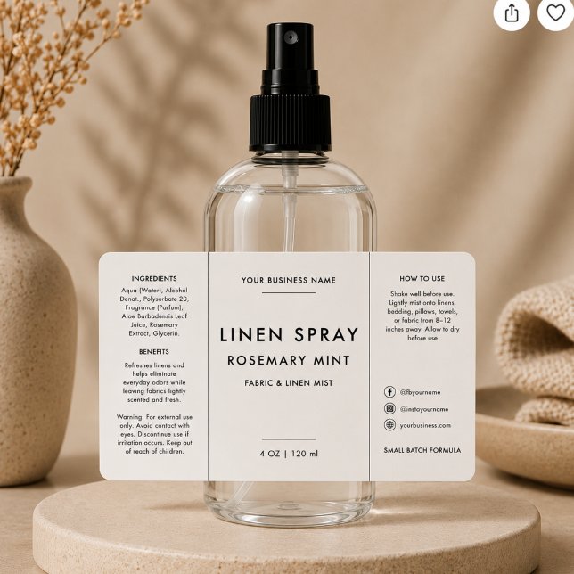 Linne 4oz Sprayflaska Etikett Fraktsedel (Skapare uppladdad)