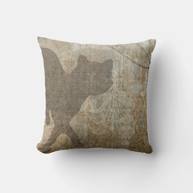 Linne för Faux för ljuskrona för kattSilhouette Kudde (Framsida)