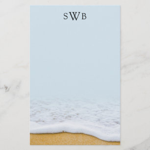 Linnepapper med monogram och havsskum Blank brevpa Brevpapper