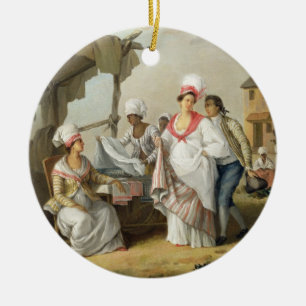 Linnet marknadsför, Roseau, Dominica, c.1780 (olj Julgransprydnad Keramik