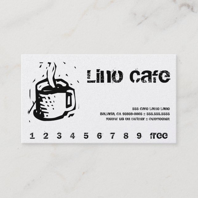 Lino Cafe-Slå/förmånskort Lojalitetskort (Framsida)
