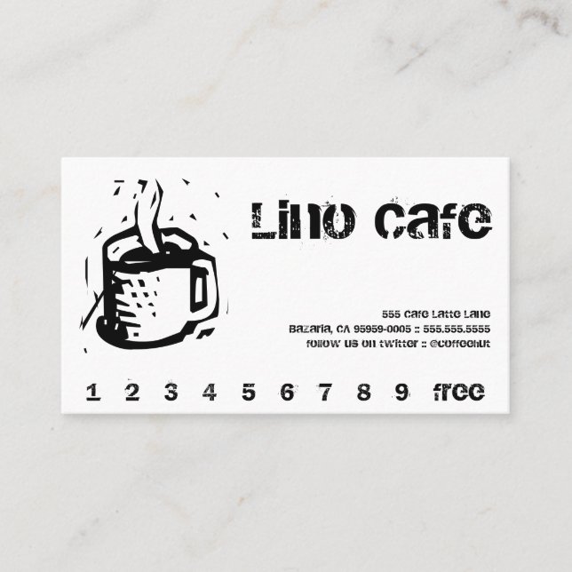 Lino Cafe-Slå/förmånskort Lojalitetskort (Framsida)