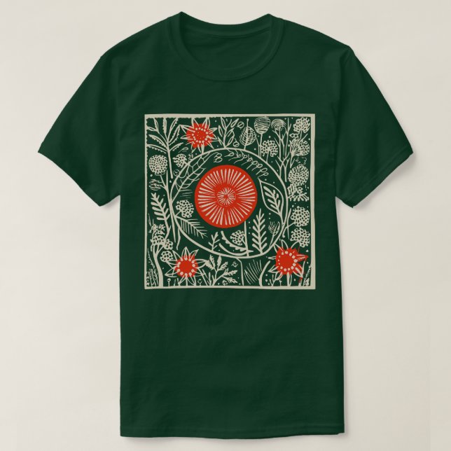Lino cut Bird 4 T Shirt (Design framsida)