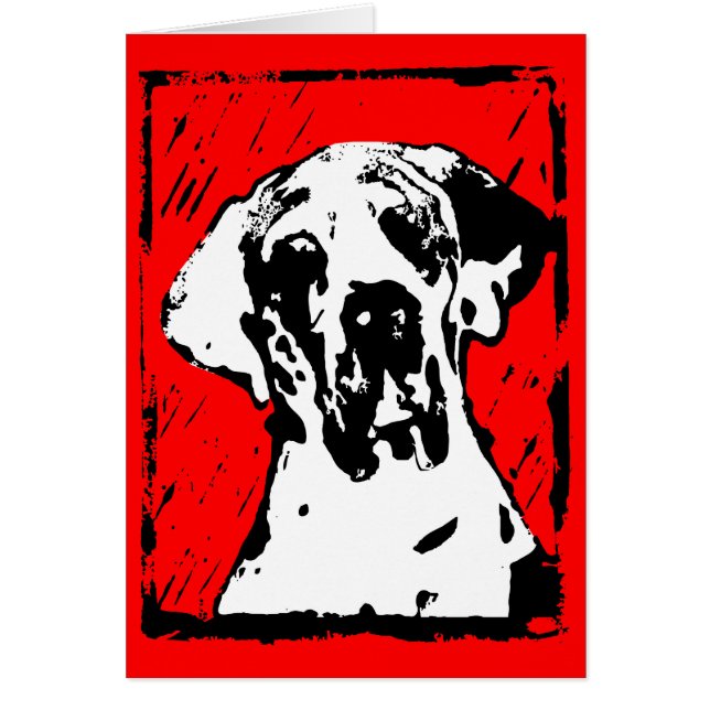 Lino Cuttryck Stort Danskt Hund Kort – Harlequin (Framsidan)