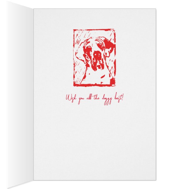 Lino-utskriften Design Great dane Esra OBS Kort (Insidan (Höger))