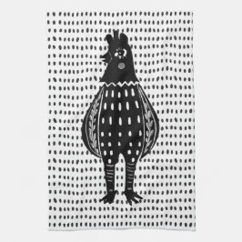 Linocut Chicken Kökshandduk