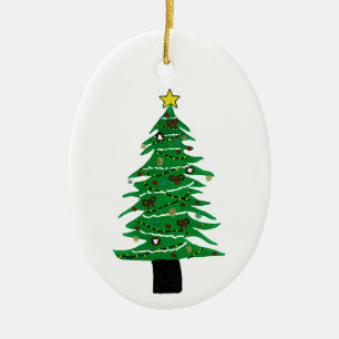 Linocut Design Nostalgia Julgran Ornament
