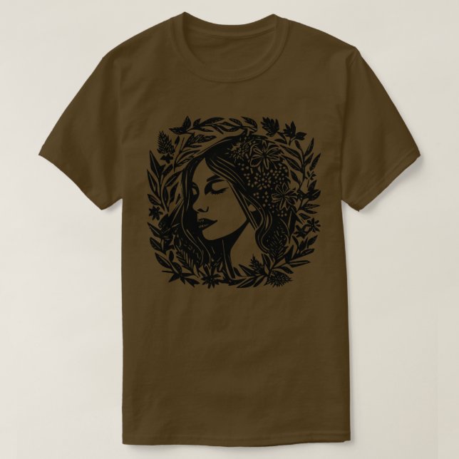 Linocut Woman 3 T Shirt (Design framsida)