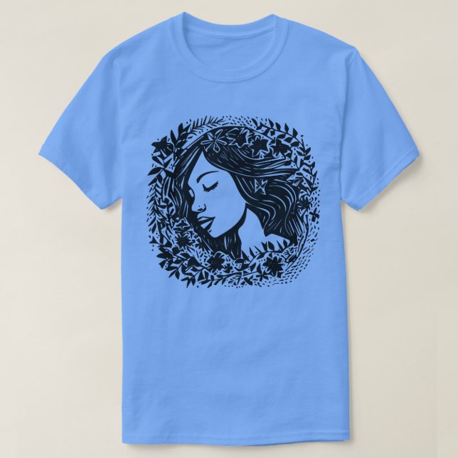 Linocut Woman T Shirt (Design framsida)