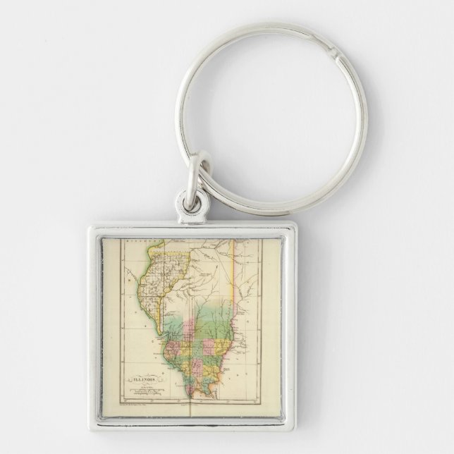 Linois US Fyrkantig Silverfärgad Nyckelring (Framsidan)