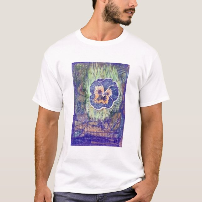 Linoleumkvartertryck av pansyen tee shirt (Framsida)