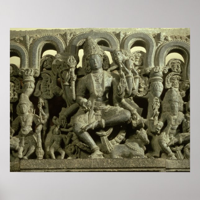 Lintel som skildrar treheten: Siva, Brahma och Vis Poster (Framsidan)