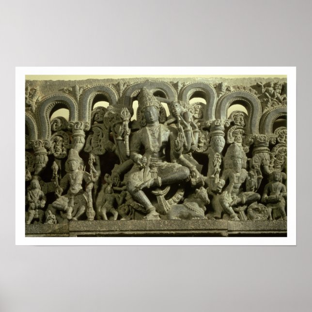 Lintel som skildrar treheten: Siva, Brahma och Vis Poster (Framsidan)