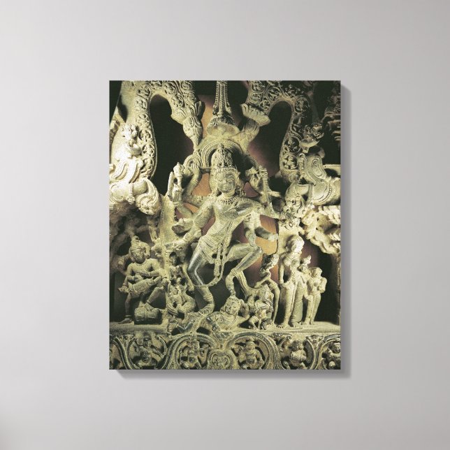 Lintel with Shiva Nataraja, Kakatiya dynasty Canvastryck (Framsida)