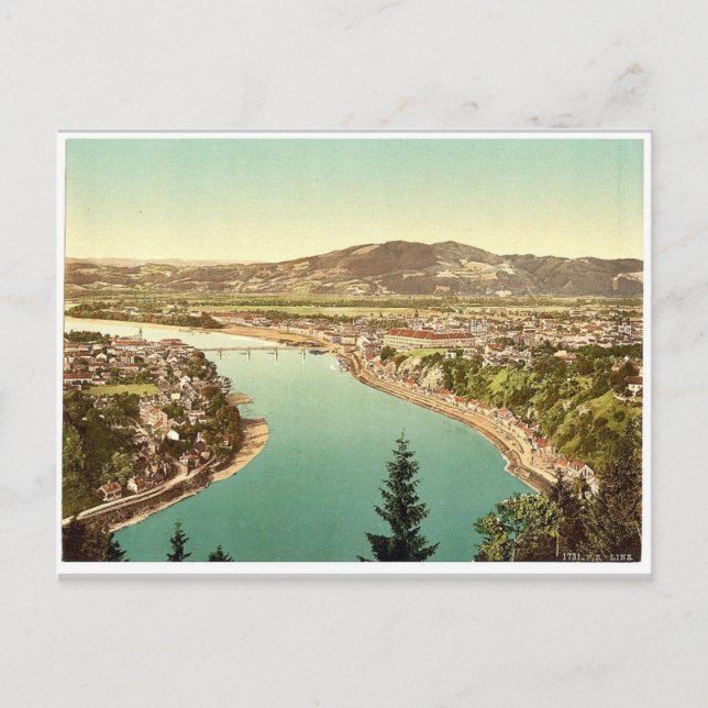 Lintz (dvs. Linz), allmän vy, Oberösterreich, A Vykort (Framsida)