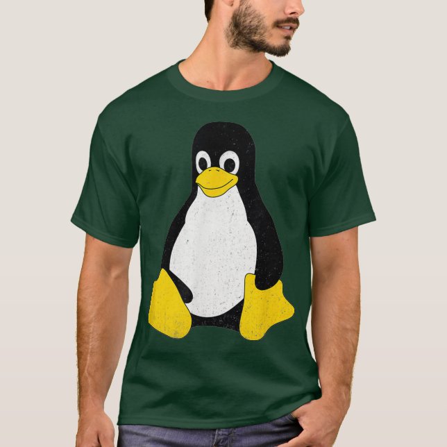Linu Mascot Tu the Penguin Nerd Geek IT Person T Shirt (Framsida)