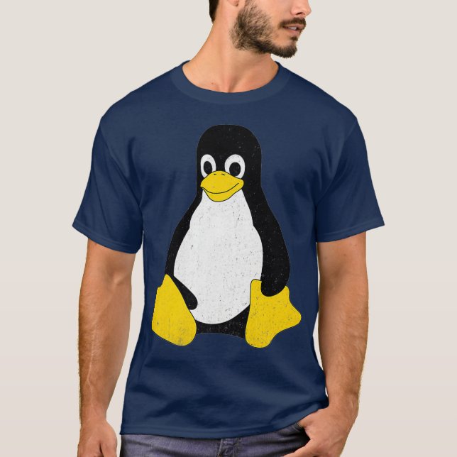 Linu Mascot Tu the Penguin Nerd Geek IT Person T Shirt (Framsida)