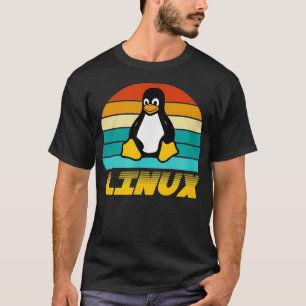 Linu Retro Vintage Tu Penguin Sunset Linu Design T Shirt