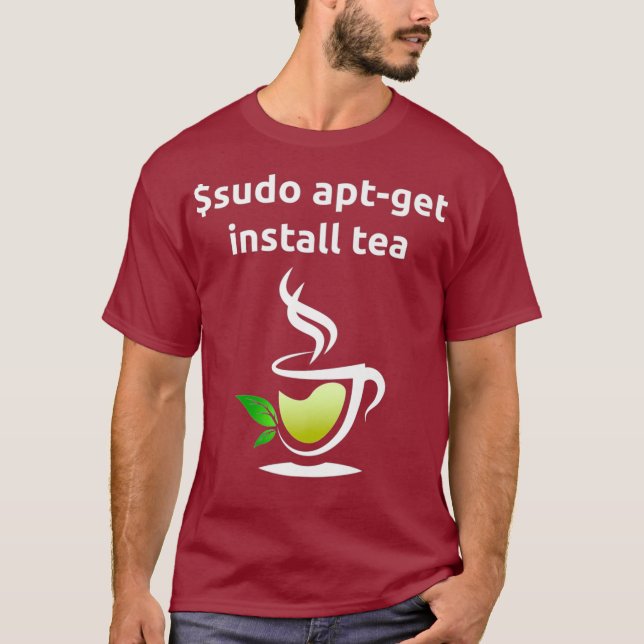 Linu Sudo AptGet Install Tea Uni Computer Gift T Shirt (Framsida)