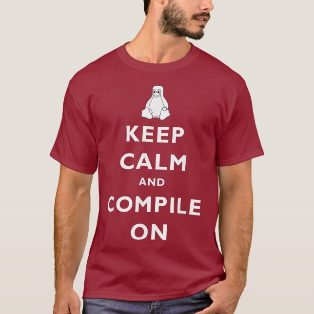 Linu Sysadmin Behålla Lugn Compile on Gift Manar T Shirt (Framsida)