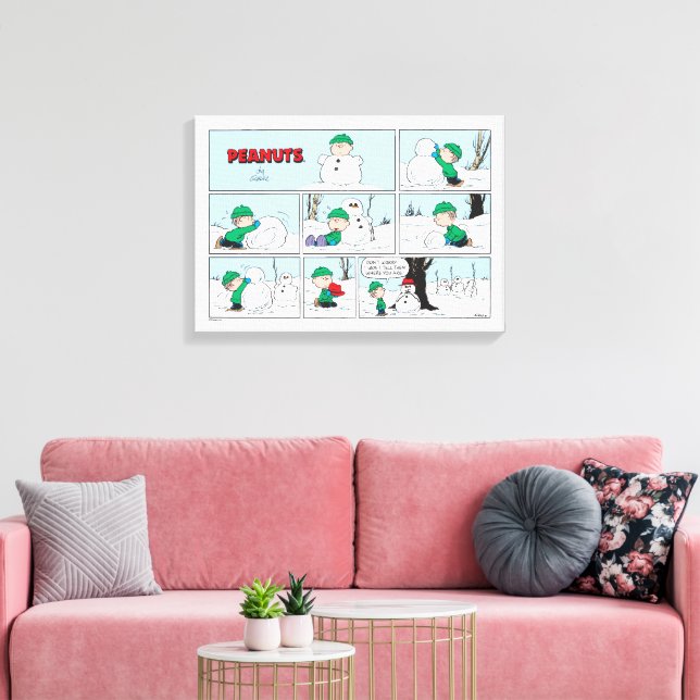 Linus Bygger A Snögubbe Canvastryck (Insitu (Vardagsrum))