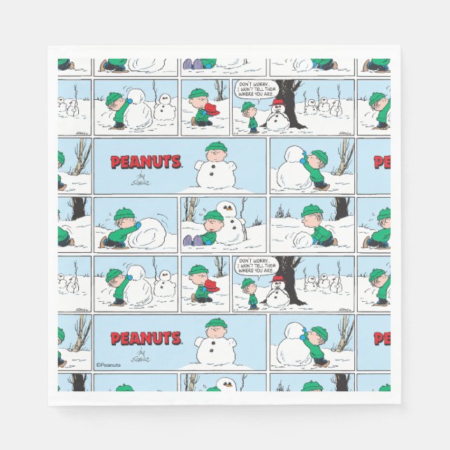 Linus Bygger A Snögubbe Pappersservett (Framsidan)