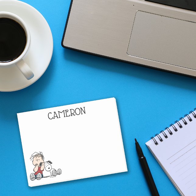 Linus komforterad med soopys öra post-it block (Skapare uppladdad)