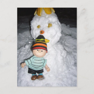 Linus och snö vykort