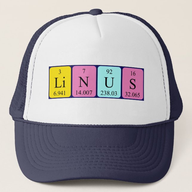 Linus periodisk hatt bord namn keps (Framsida)