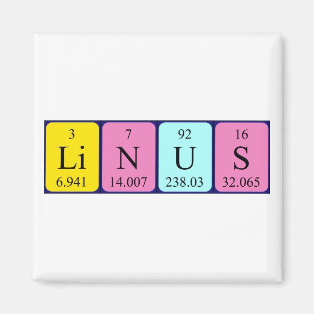 Linus periodiskt återkommande magnet bord namn (Framsidan)