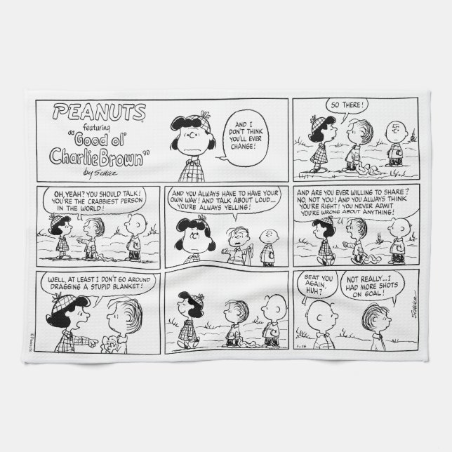 Linus Tells Lucy Hon är Crabby Kökshandduk (Horisontell)