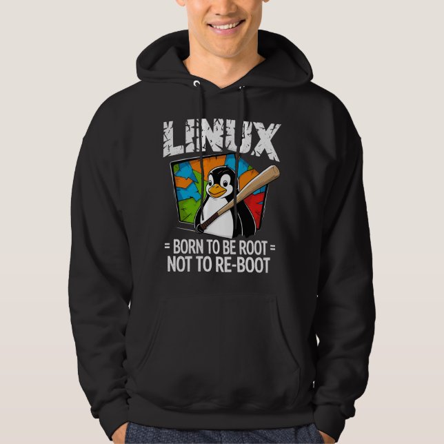 Linux - Född att vara root Hoodie (Framsida)