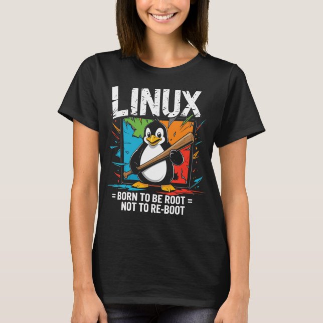 Linux - född som rot t shirt (Framsida)