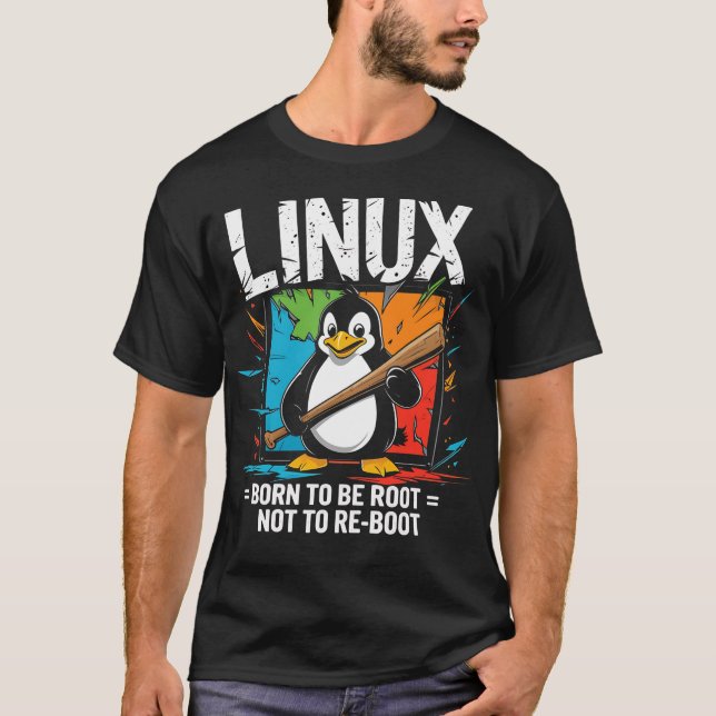 Linux - född som rot t shirt (Framsida)
