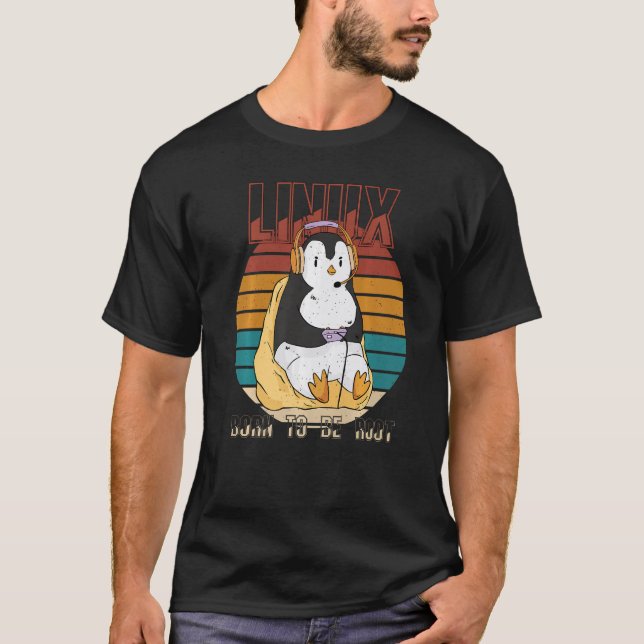Linux Gamer Root Party Cool Penguin Nerd Programme T Shirt (Framsida)