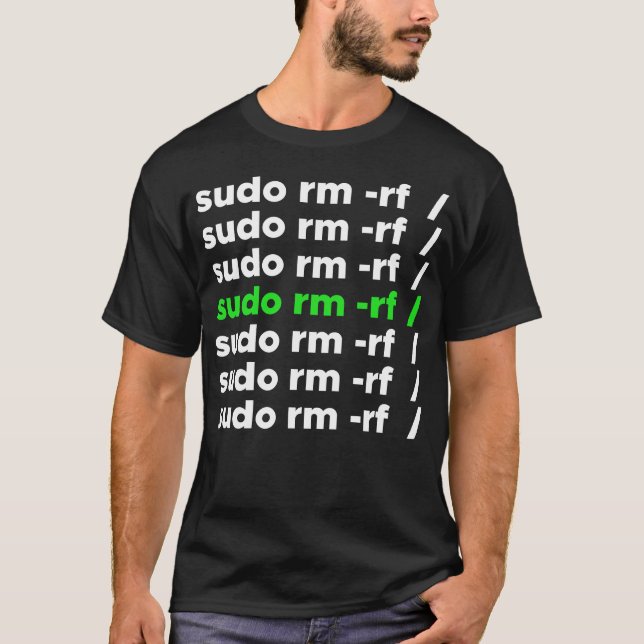 Linux geek sudo rm -rf nerd. t shirt (Framsida)